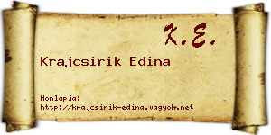 Krajcsirik Edina névjegykártya
